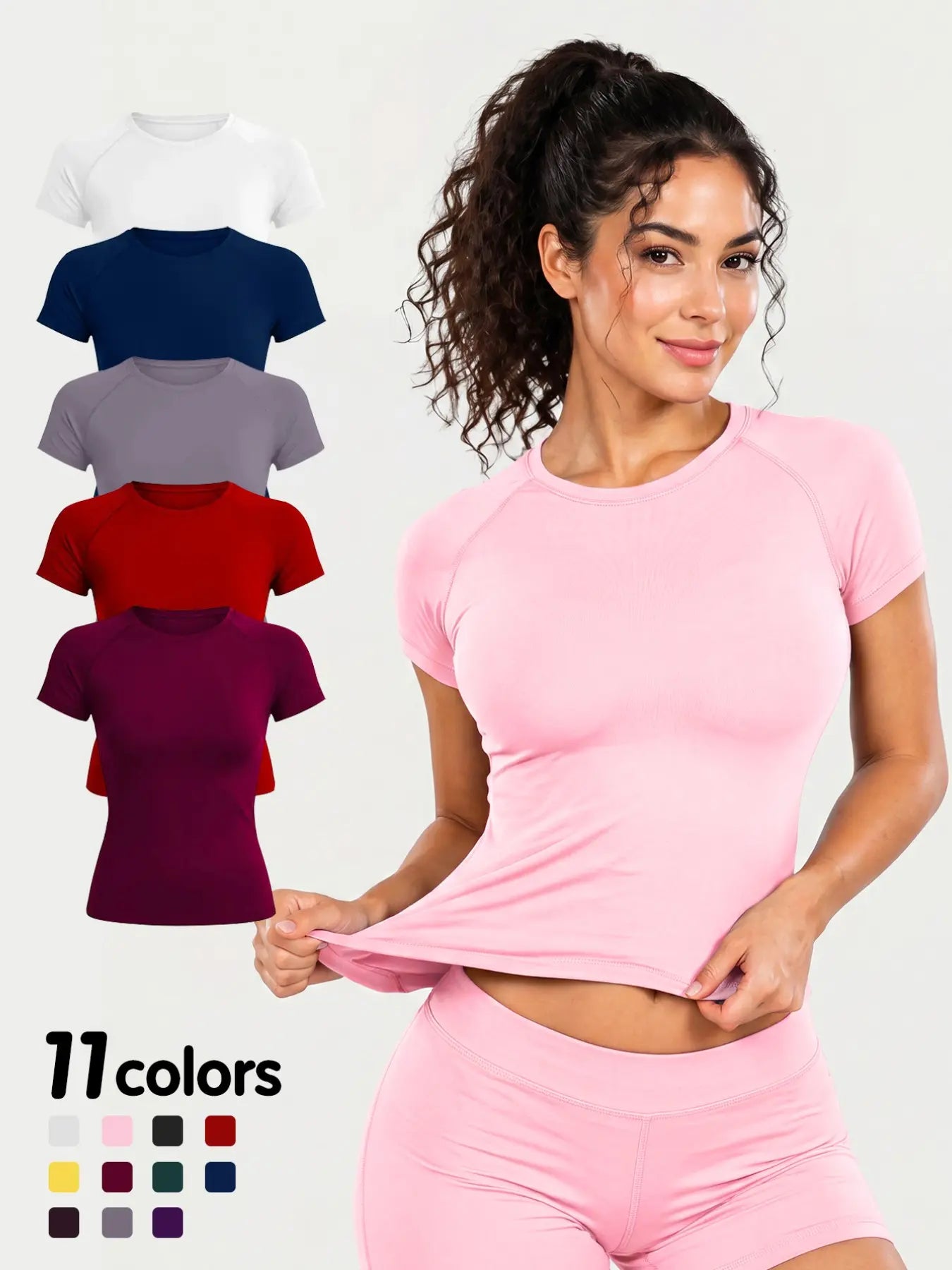 Women'S New Nylon High Stretch Moisture Wicking Seamless Short Sleeve Fitness T-Shirt, Butt Coverage Long Sleeves