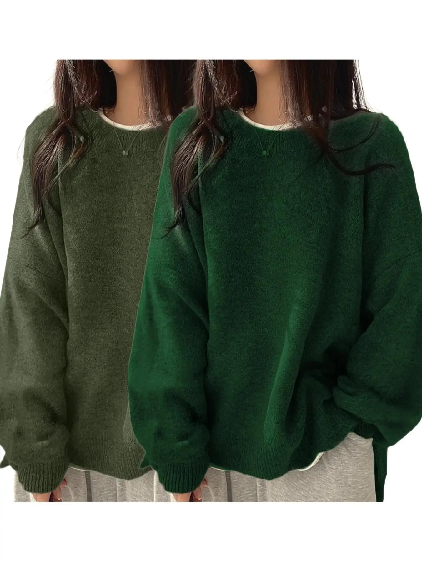 Women'S Drop Shoulder Split Hem Sweater, Casual Chic Aesthetic Long Sleeve round Neck Jumper, Women'S Knitwear Top for Fall & Winter, Sweaters for Women