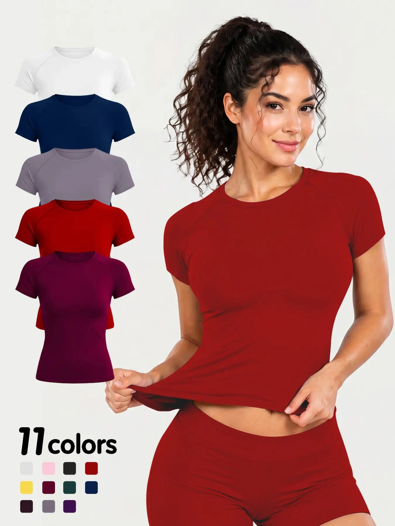 Women'S New Nylon High Stretch Moisture Wicking Seamless Short Sleeve Fitness T-Shirt, Butt Coverage Long Sleeves