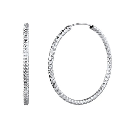 Chicsilver Stackable Dainty Daily Minimalist Simple Casual High Polished Grid Cut 925 Sterling Silver Endless Circle 3/5/7Cm Width Hoop Huggie Earrings for Women