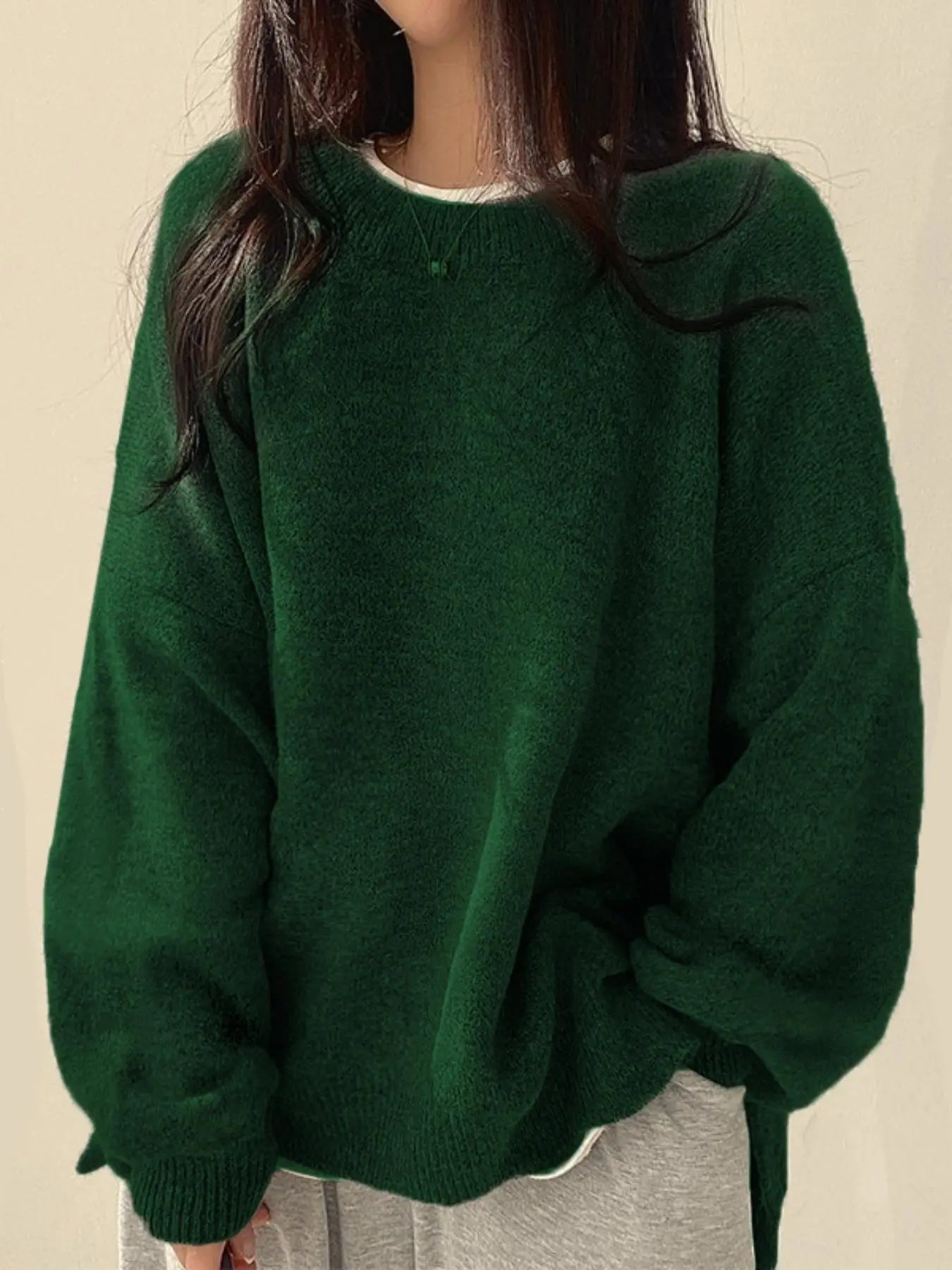 Women'S Drop Shoulder Split Hem Sweater, Casual Chic Aesthetic Long Sleeve round Neck Jumper, Women'S Knitwear Top for Fall & Winter, Sweaters for Women
