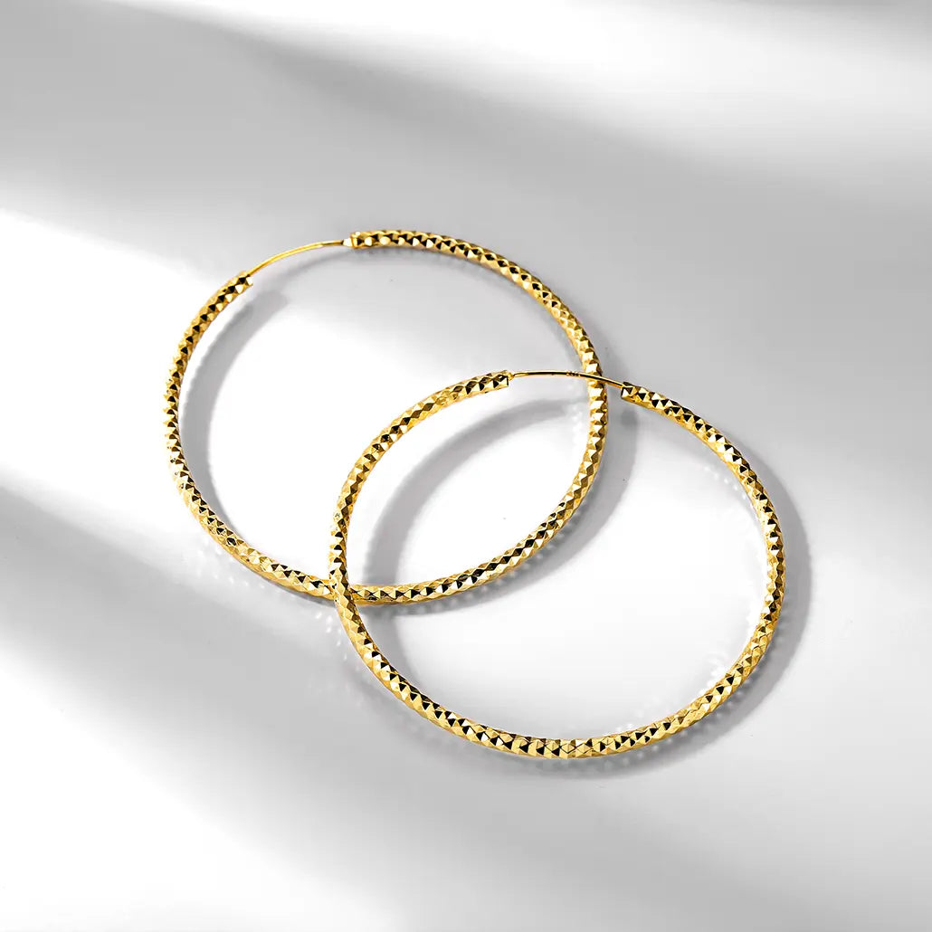 Chicsilver Stackable Dainty Daily Minimalist Simple Casual High Polished Grid Cut 925 Sterling Silver Endless Circle 3/5/7Cm Width Hoop Huggie Earrings for Women
