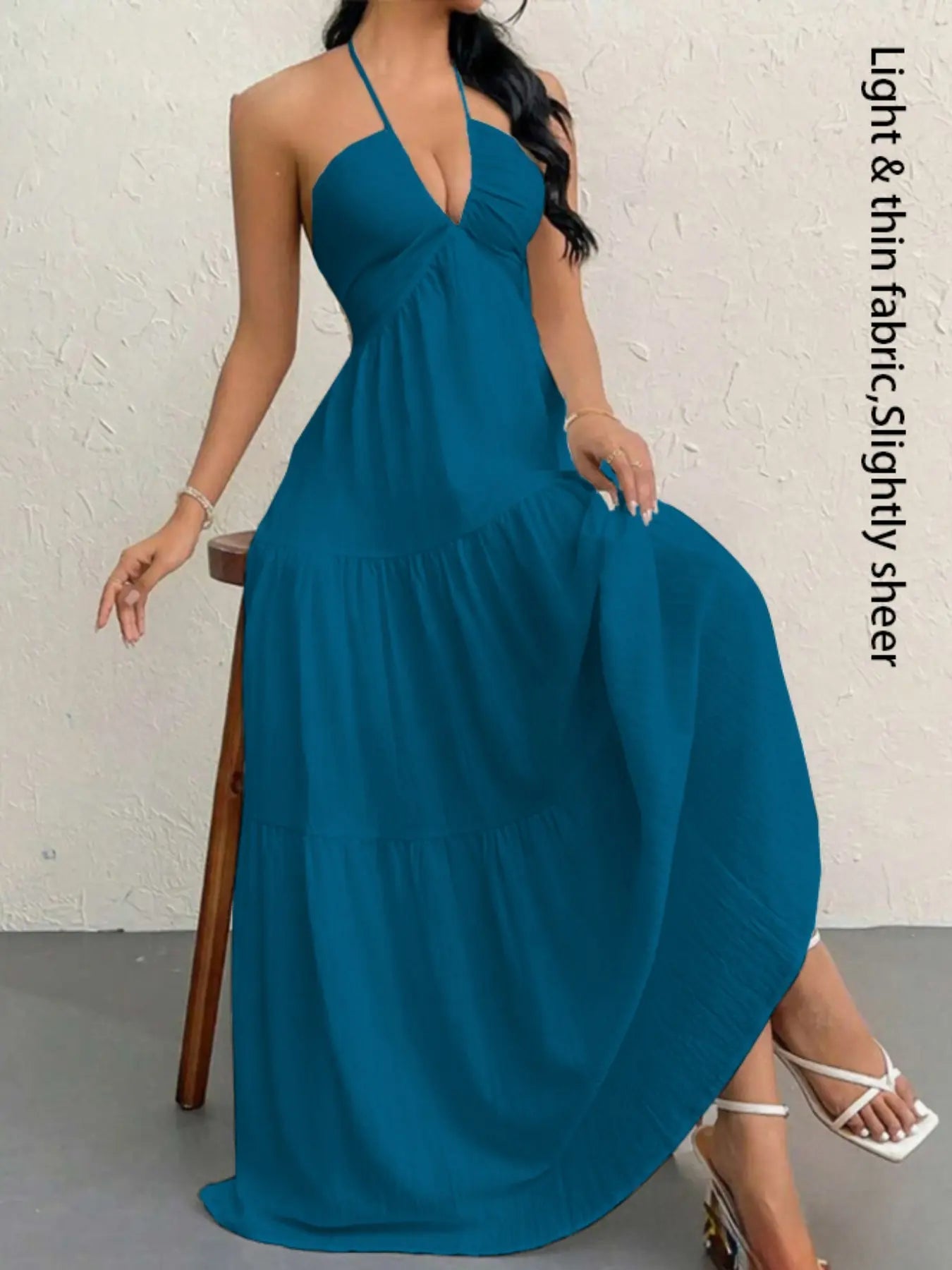 Women'S Plain Dress, Summer Clothes Women, Casual Sleeveless Backless Dress for Beach Holiday Vacation, Ladies Summer Clothes