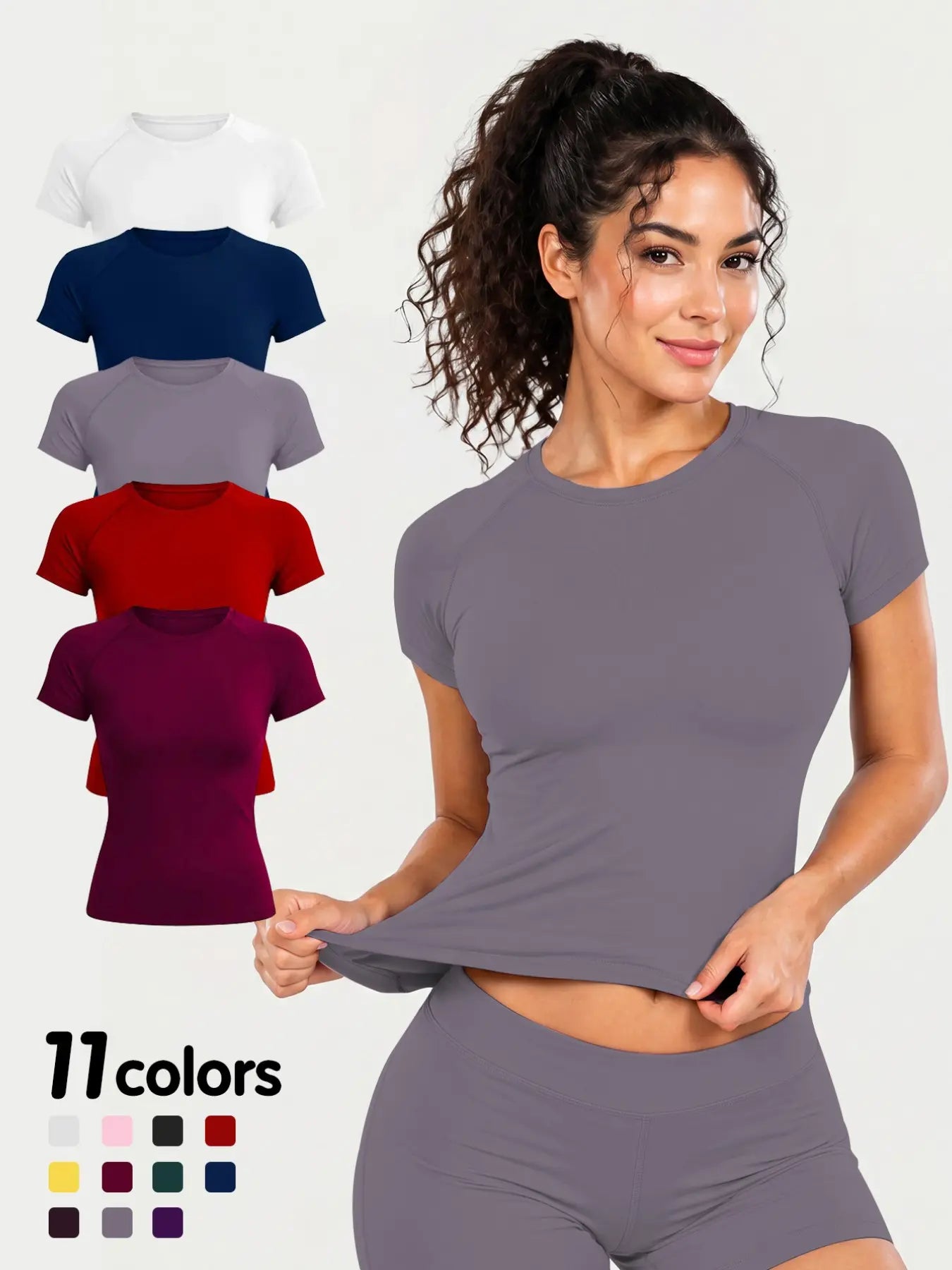Women'S New Nylon High Stretch Moisture Wicking Seamless Short Sleeve Fitness T-Shirt, Butt Coverage Long Sleeves