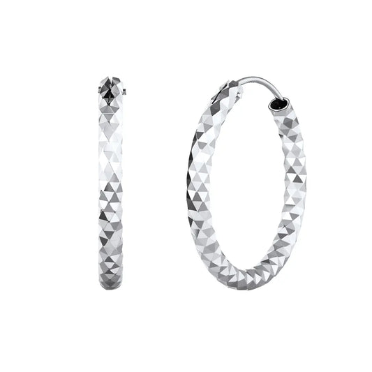 Chicsilver Stackable Dainty Daily Minimalist Simple Casual High Polished Grid Cut 925 Sterling Silver Endless Circle 3/5/7Cm Width Hoop Huggie Earrings for Women