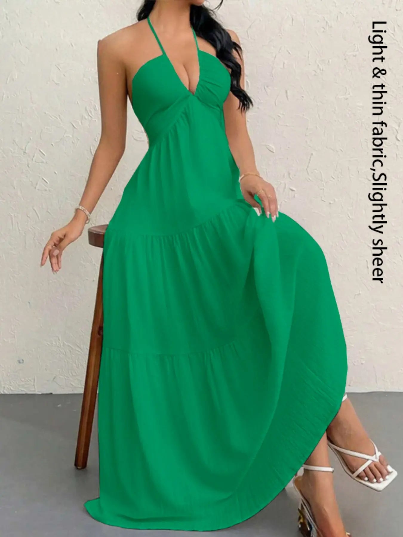 Women'S Plain Dress, Summer Clothes Women, Casual Sleeveless Backless Dress for Beach Holiday Vacation, Ladies Summer Clothes