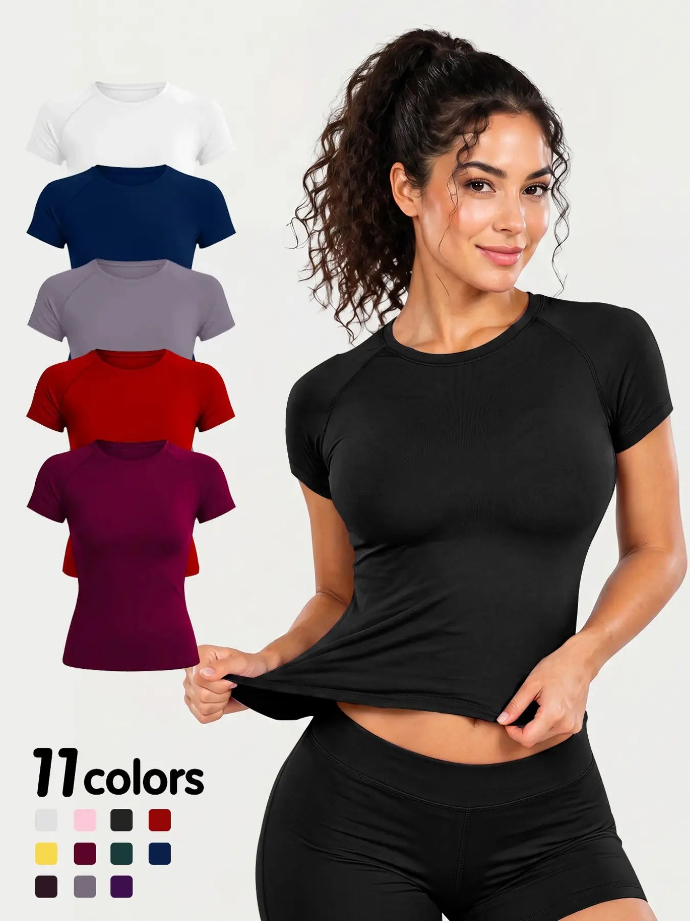 Women'S New Nylon High Stretch Moisture Wicking Seamless Short Sleeve Fitness T-Shirt, Butt Coverage Long Sleeves