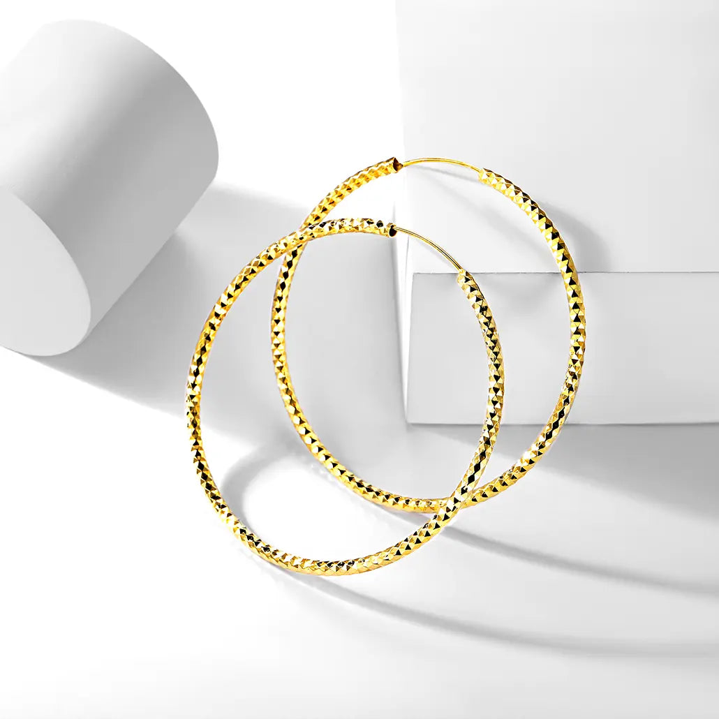 Chicsilver Stackable Dainty Daily Minimalist Simple Casual High Polished Grid Cut 925 Sterling Silver Endless Circle 3/5/7Cm Width Hoop Huggie Earrings for Women