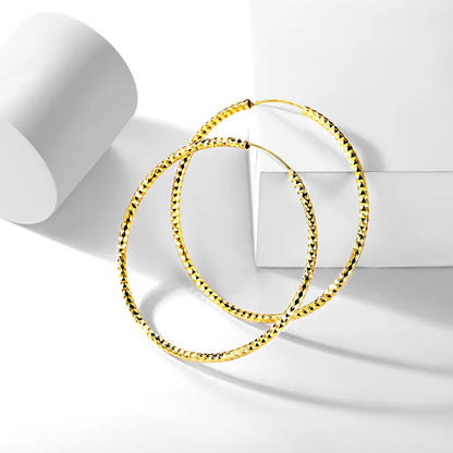 Chicsilver Stackable Dainty Daily Minimalist Simple Casual High Polished Grid Cut 925 Sterling Silver Endless Circle 3/5/7Cm Width Hoop Huggie Earrings for Women