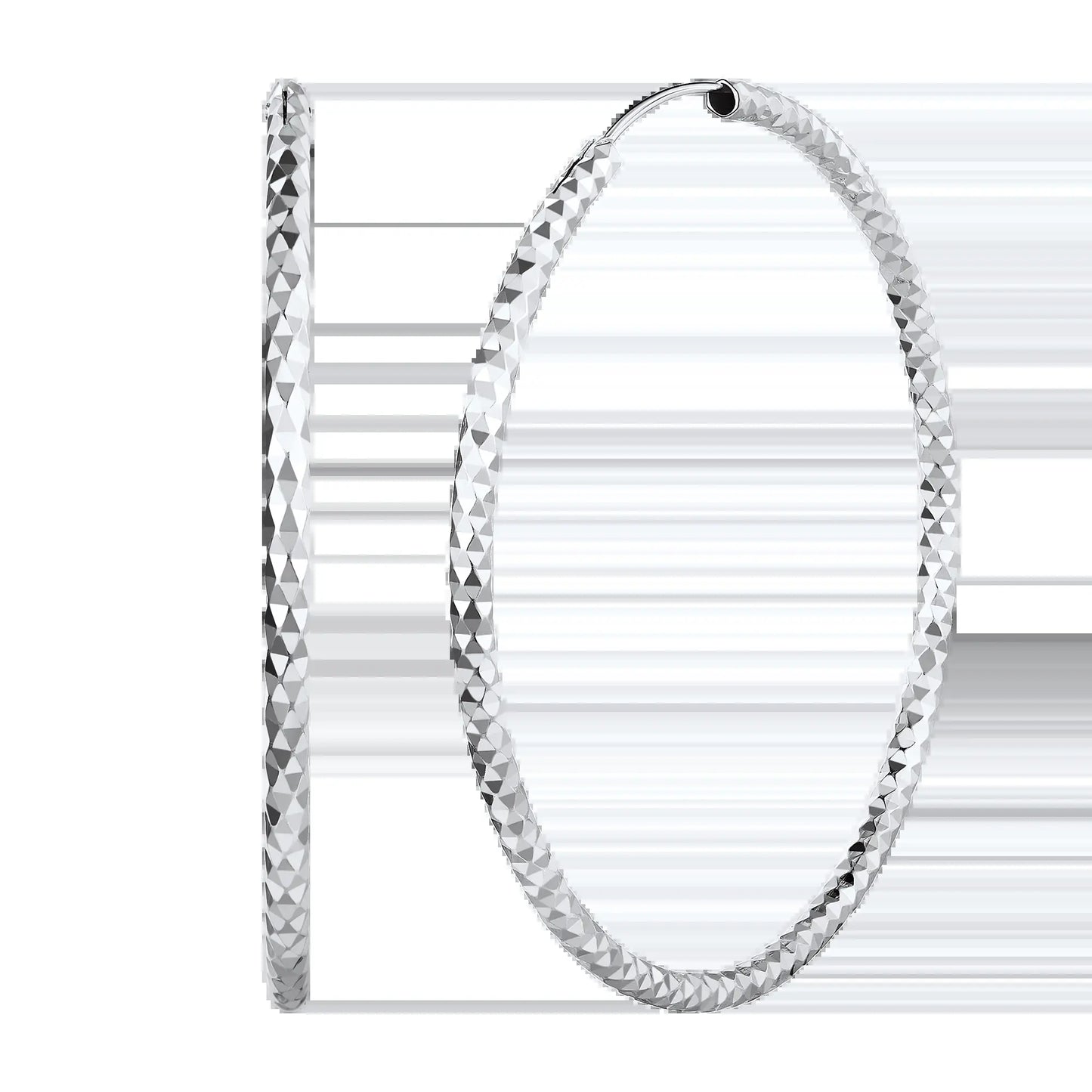 Chicsilver Stackable Dainty Daily Minimalist Simple Casual High Polished Grid Cut 925 Sterling Silver Endless Circle 3/5/7Cm Width Hoop Huggie Earrings for Women