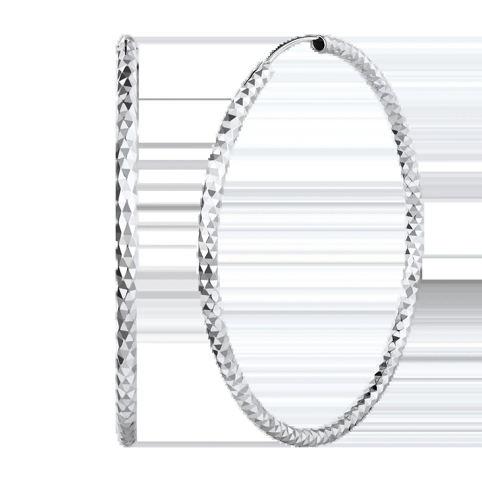 Chicsilver Stackable Dainty Daily Minimalist Simple Casual High Polished Grid Cut 925 Sterling Silver Endless Circle 3/5/7Cm Width Hoop Huggie Earrings for Women