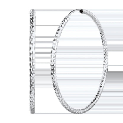 Chicsilver Stackable Dainty Daily Minimalist Simple Casual High Polished Grid Cut 925 Sterling Silver Endless Circle 3/5/7Cm Width Hoop Huggie Earrings for Women