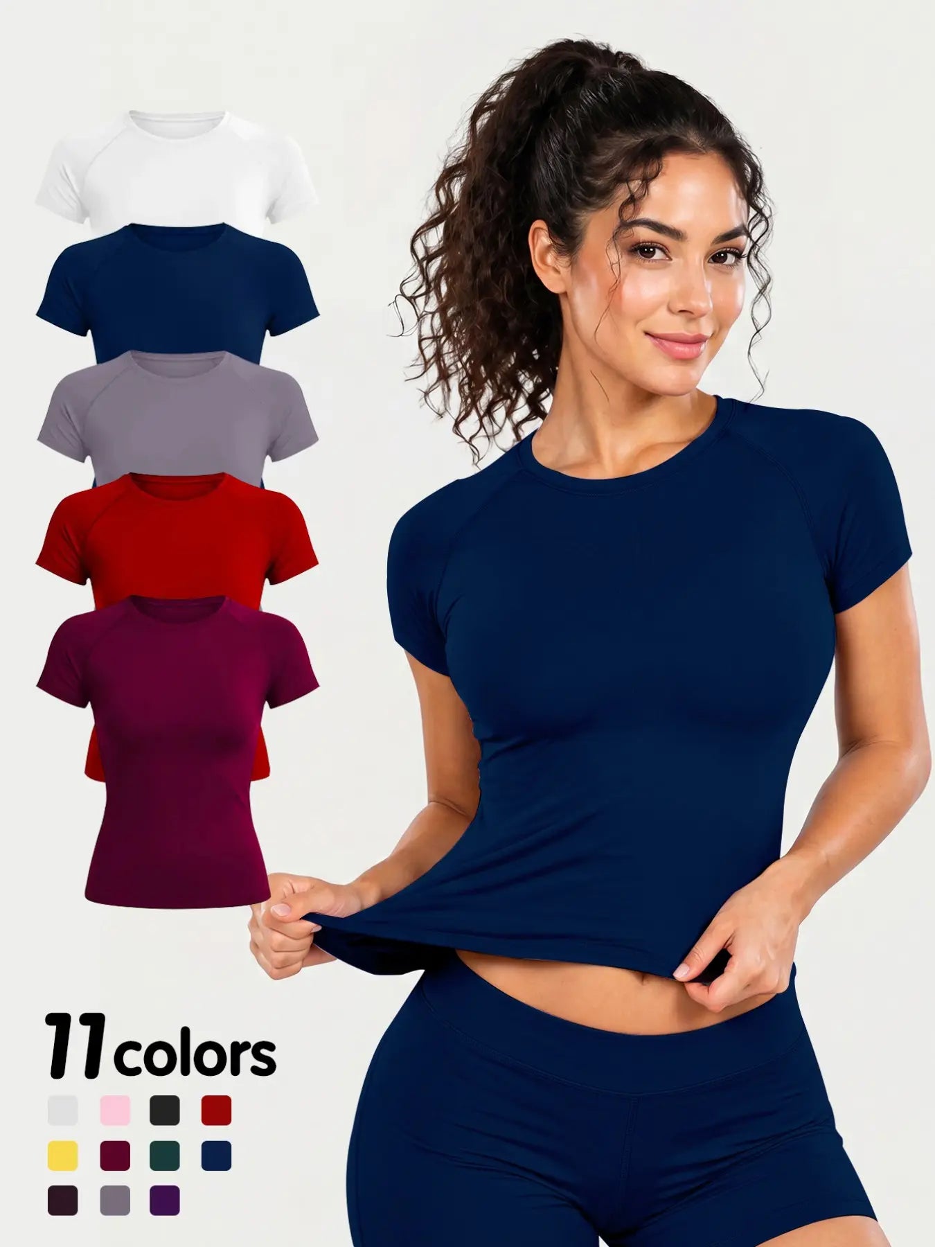 Women'S New Nylon High Stretch Moisture Wicking Seamless Short Sleeve Fitness T-Shirt, Butt Coverage Long Sleeves