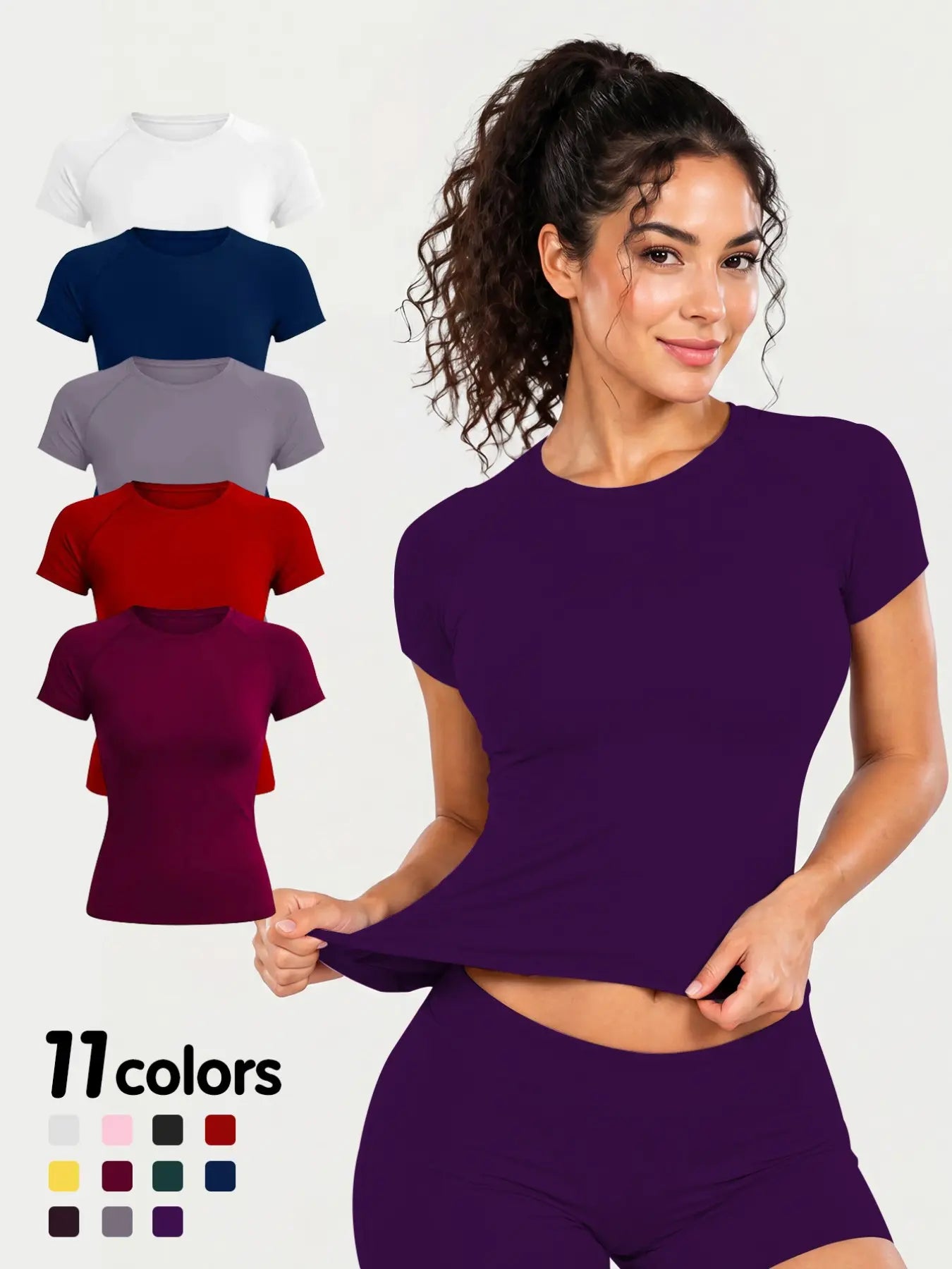 Women'S New Nylon High Stretch Moisture Wicking Seamless Short Sleeve Fitness T-Shirt, Butt Coverage Long Sleeves