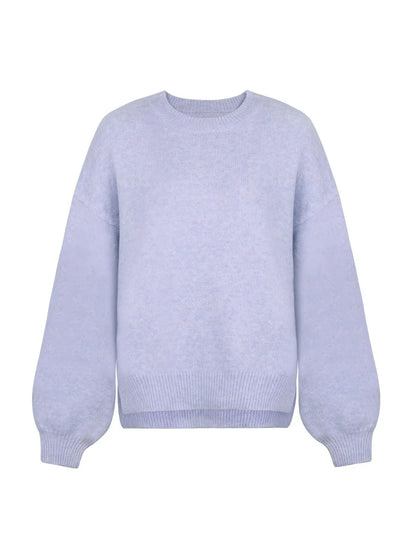 Women'S Drop Shoulder Split Hem Sweater, Casual Chic Aesthetic Long Sleeve round Neck Jumper, Women'S Knitwear Top for Fall & Winter, Sweaters for Women