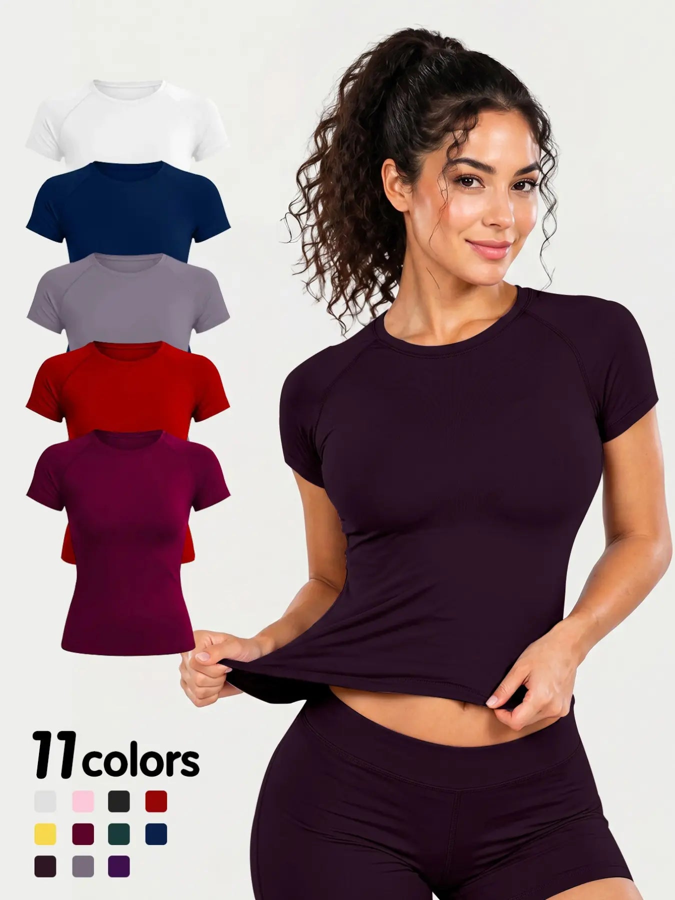 Women'S New Nylon High Stretch Moisture Wicking Seamless Short Sleeve Fitness T-Shirt, Butt Coverage Long Sleeves